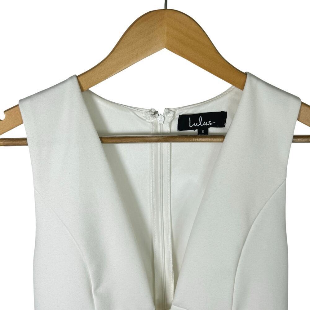 Lulu's Sascha White Sleeveless Bodycon Dress‎ Deep V Neck Women's Sz S - Picture 4 of 11
